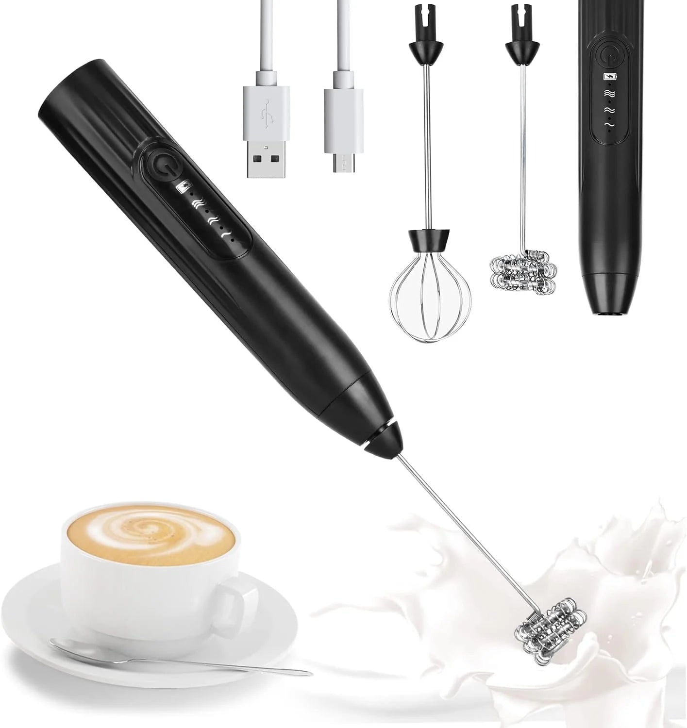 2-in-1 Coffee Beater & Milk Frother – Rechargeable Electric Mixer