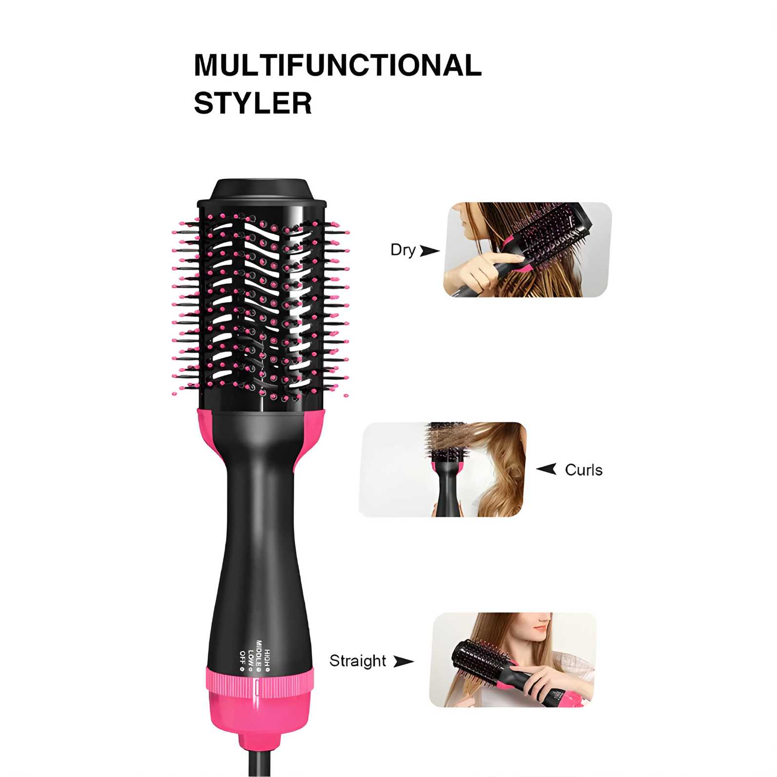 3-in-1 Hot Air Brush – Hair Dryer & Volumizer Styler