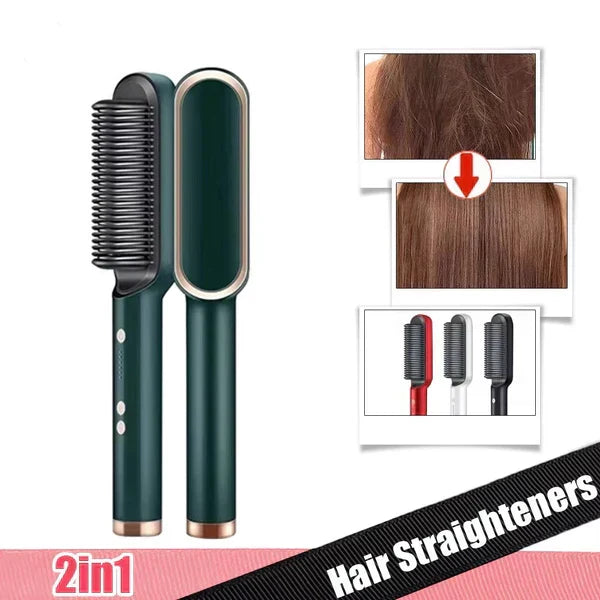 2-in-1 Hair Straightener Iron Brush/ Comb