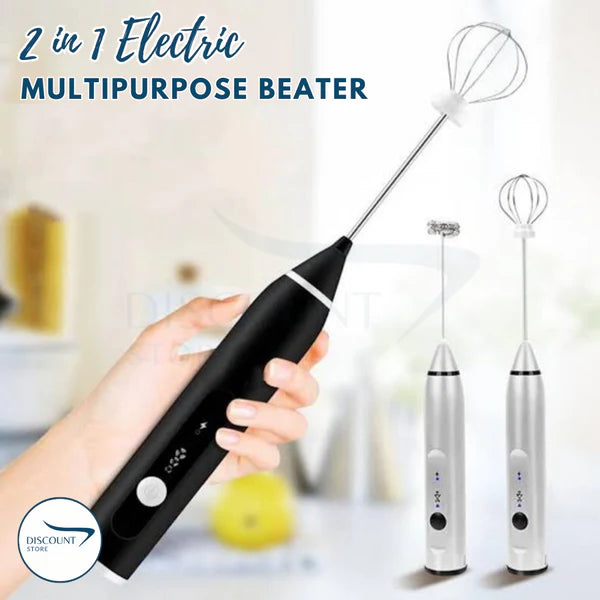 2-in-1 Coffee Beater & Milk Frother – Rechargeable Electric Mixer