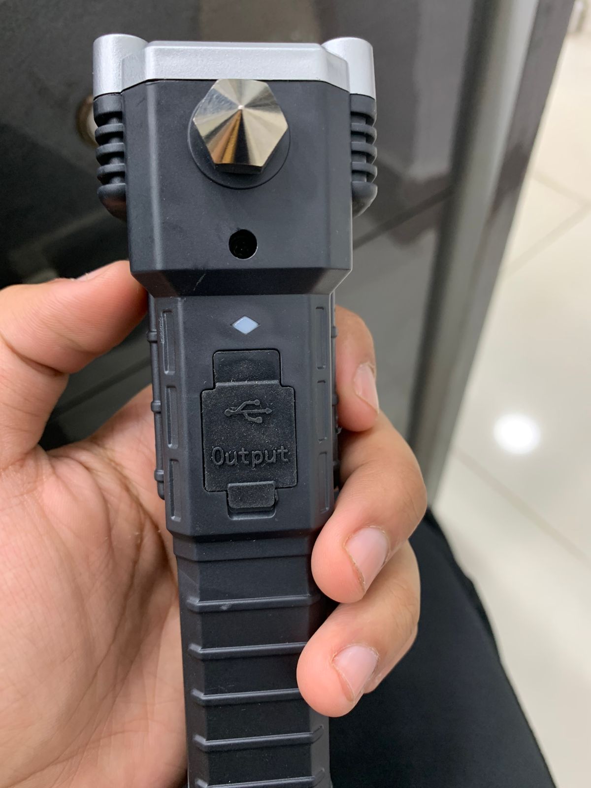 Rechargeable LED Torch Light – Power Bank & Tactical Hammer
