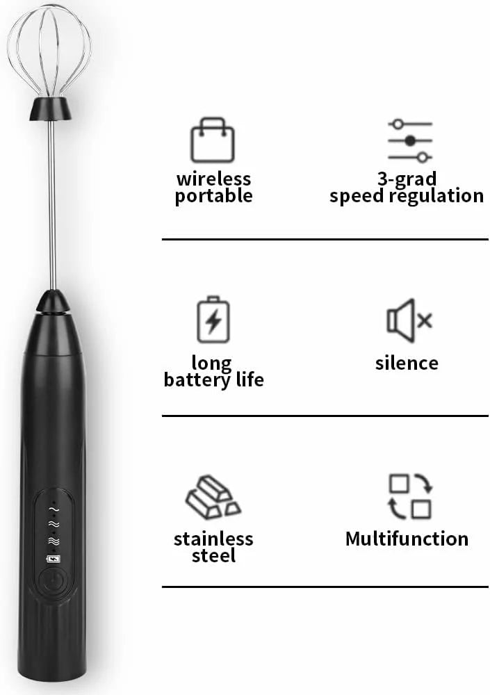 2-in-1 Coffee Beater & Milk Frother – Rechargeable Electric Mixer