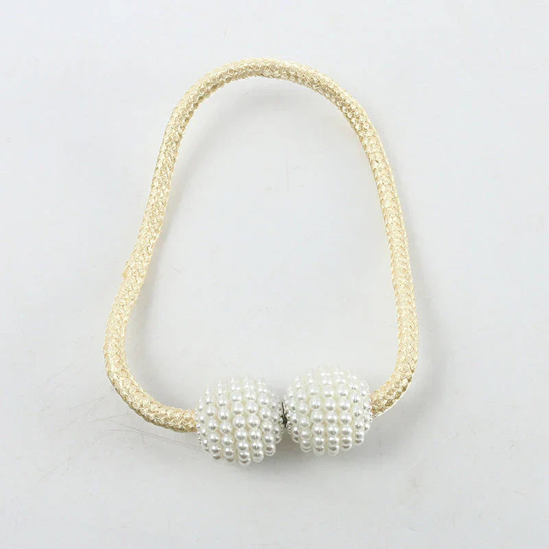 Magnetic Curtain Buckle Tieback – Beaded Hanging Ball Curtain Clip (1 Pair, Random Color)