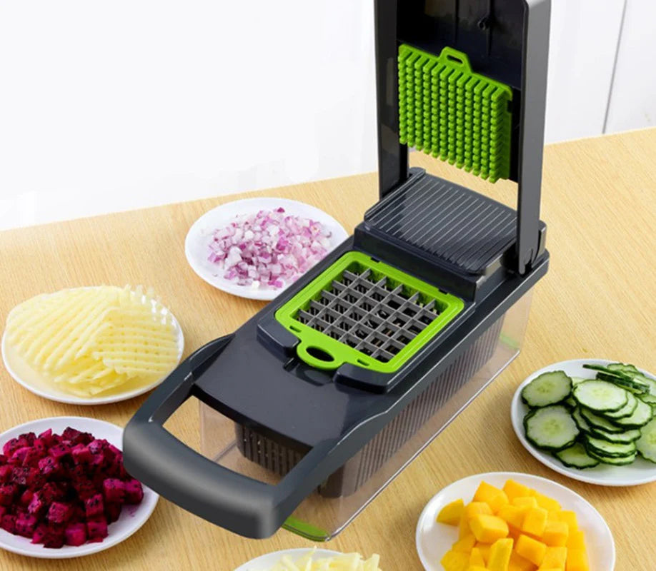 16-in-1 Vegetable Chopper – Manual Cutter, Slicer & Dicer Set