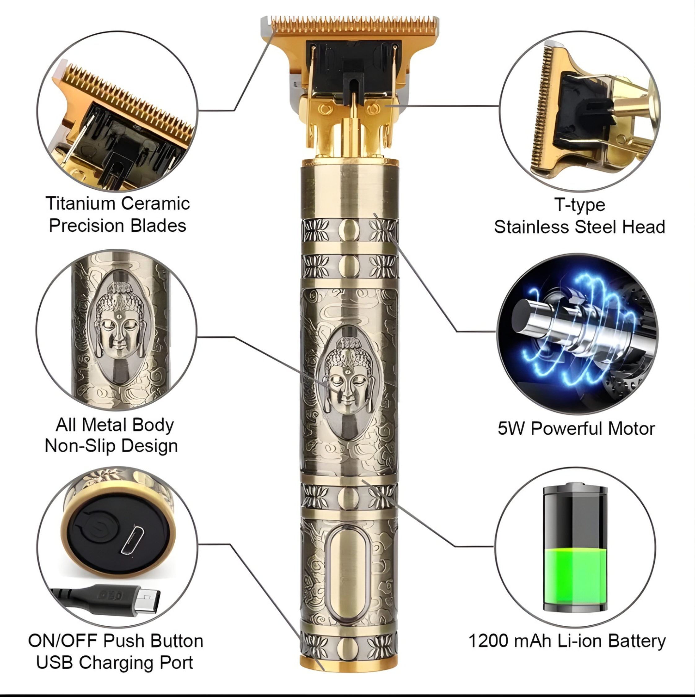 Vintage T9 Hair Trimmer – Metal Body Professional Clipper for Men