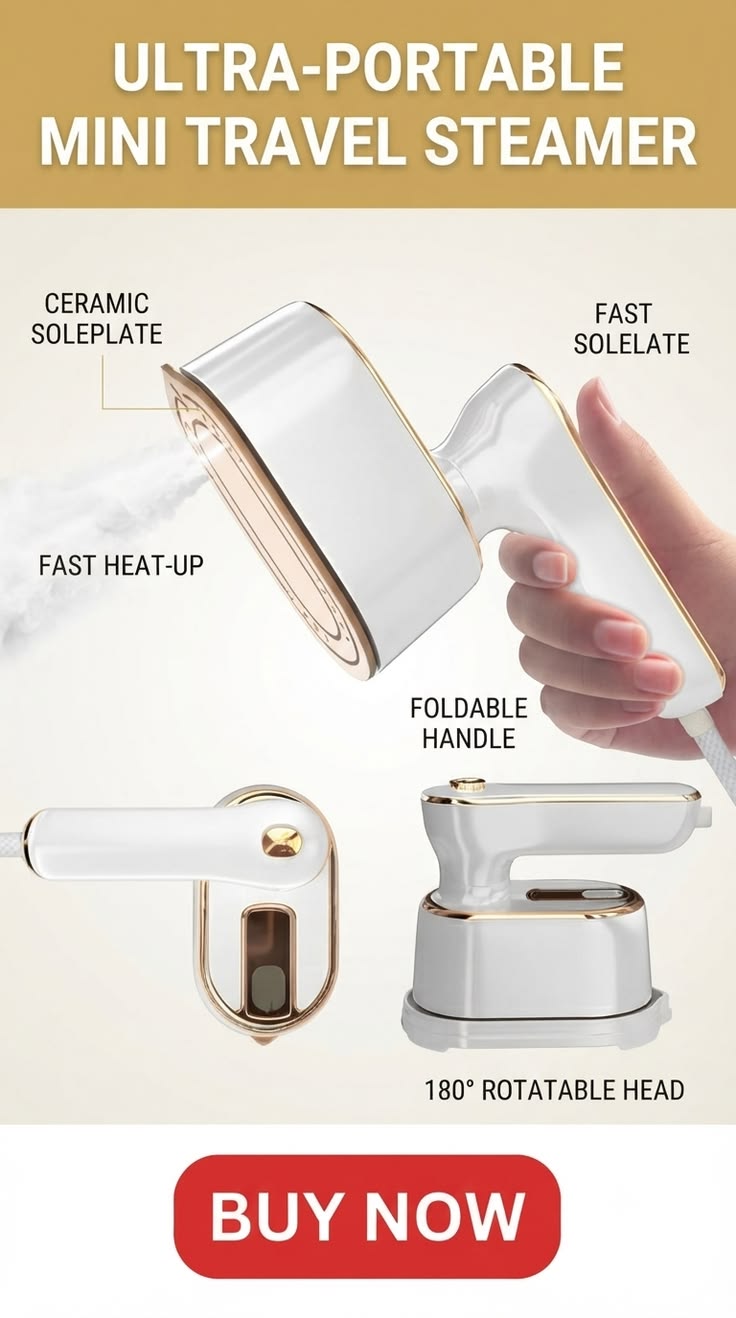 Professional Mini Steam Iron for Clothes | Portable Handheld Garment Steamer & Travel Iron